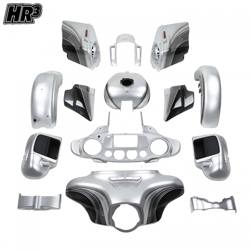 HR3 Body Fairing Bodywork Kit Fit For CVO Street Glide 18 Silver/Black Honeycomb Fade 14+