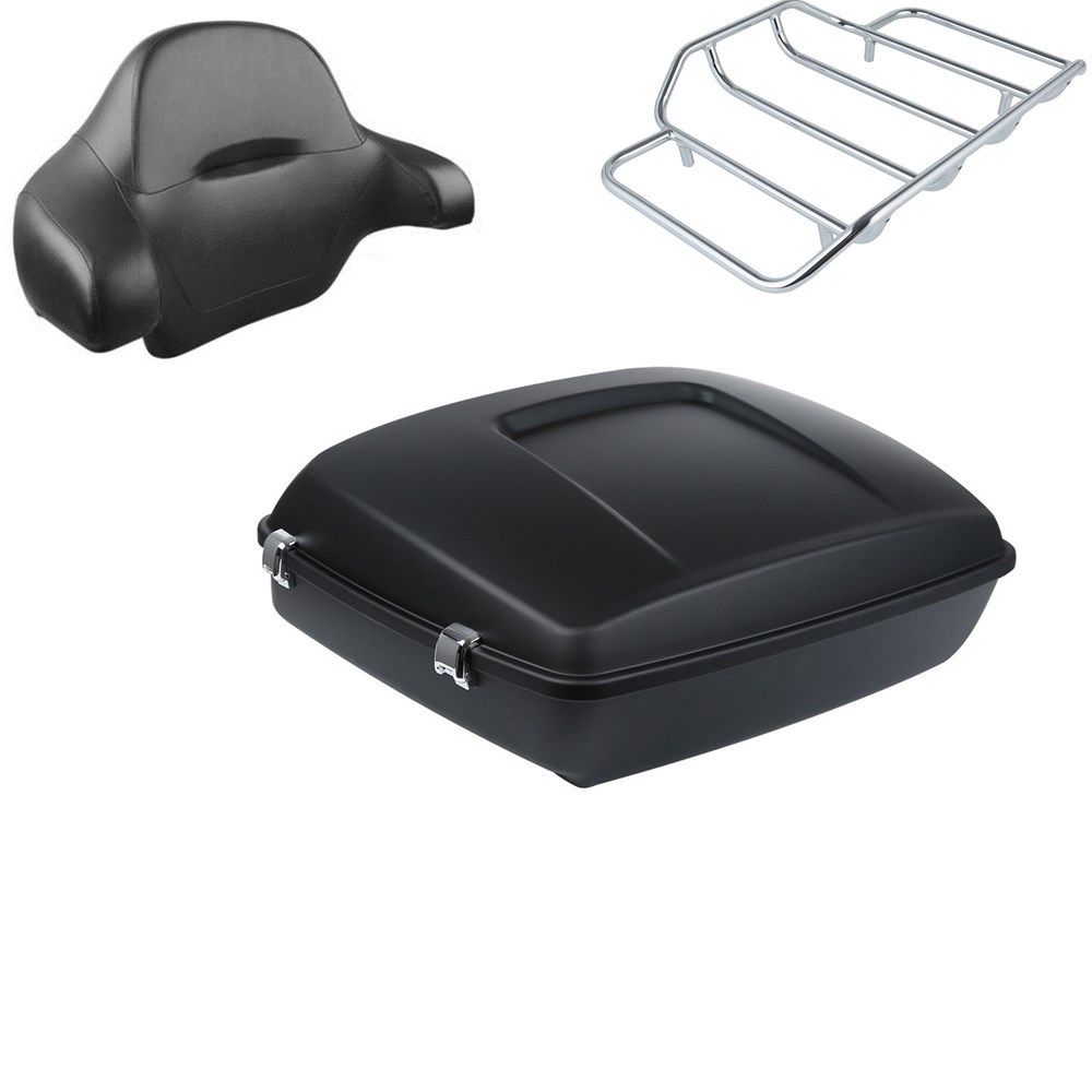 Chopped Tour Pak Trunk W/Luggage Rack + Backrest For Harley Road King FLHR 14-18