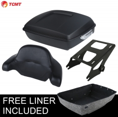 Chopped Matte Black Chopped Pack Trunk Backrest Rack For Harley Tour Pak Road King 14-20