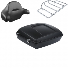 Chopped Tour Pak Trunk W/Luggage Rack + Backrest For Harley Road King FLHR 14-18