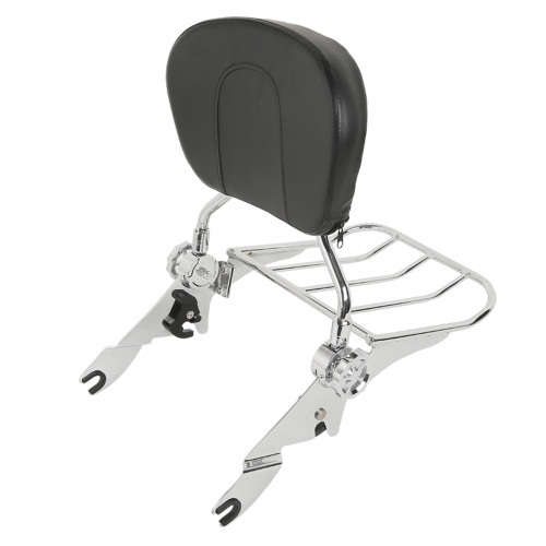 XF2906236-E Adjustable Backrest Sissy Bar+Rack For Harley Electra Road Glide CVO FL 09-19