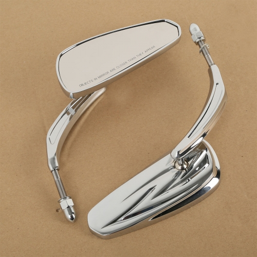XF110865-E Chrome Rear Mirrors Blade For Harley Sportster Dyna Bobber Chopper Street Glide