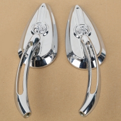 XF110853-E 8mm/10mm Chrome Motorcycle Rearview Side Mirrors Choppers Cruiser Custom