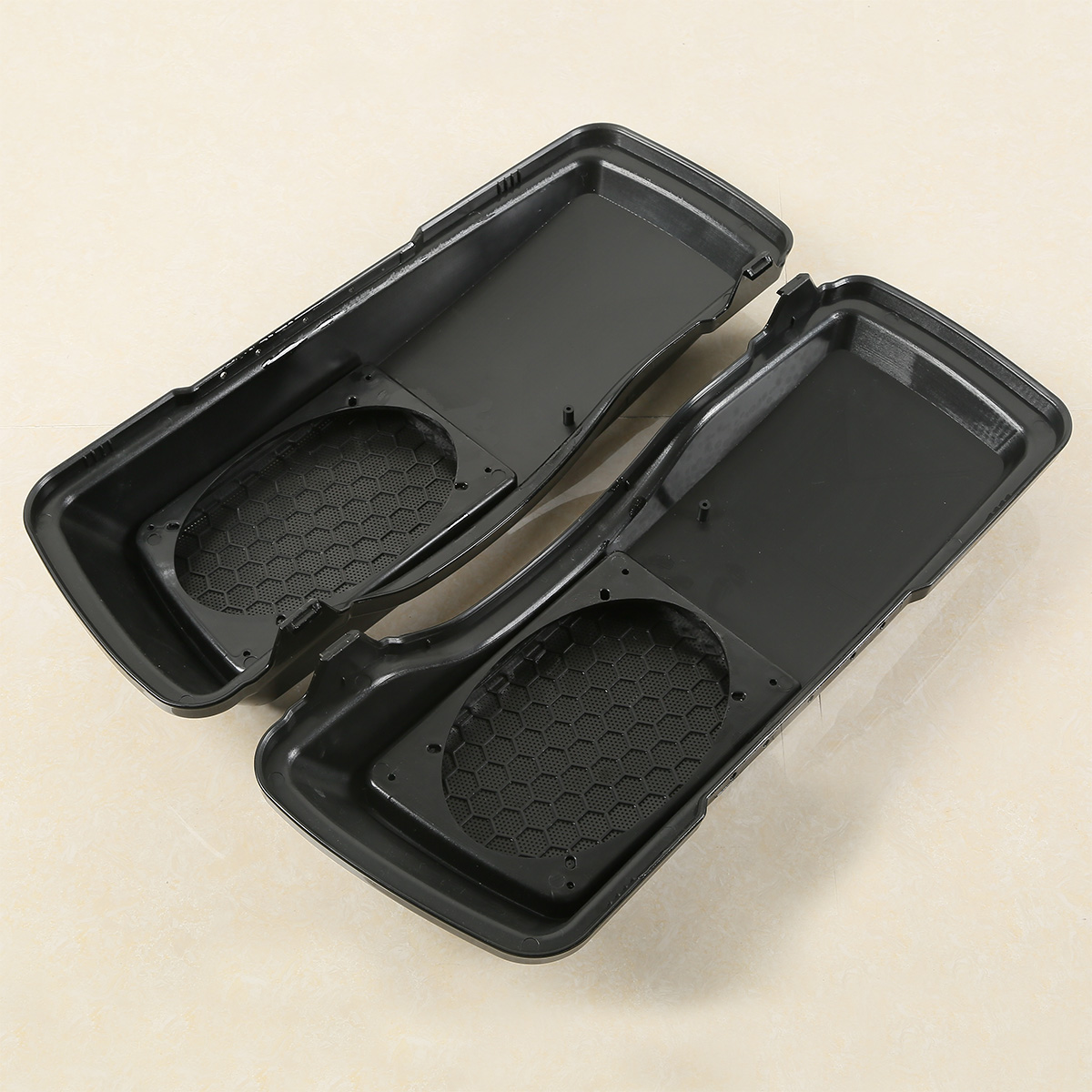 ZXMT Pair Saddlebag Dual 6x9 Speaker Lids For 2014-Up Harley Touring Road King – Vivid Black, ABS Plastic, Pre-Drilled