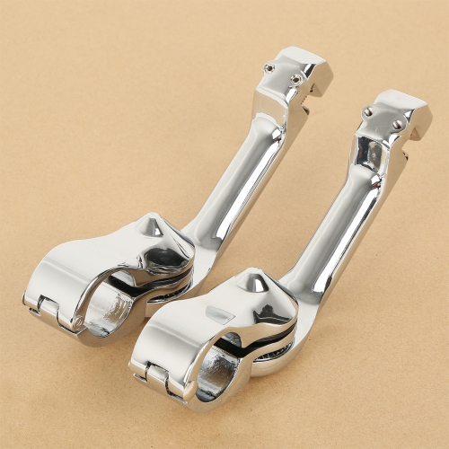 1 1/4" Universal Chrome Long Angled Highway Peg Mount Kit For Yamaha Kawasaki