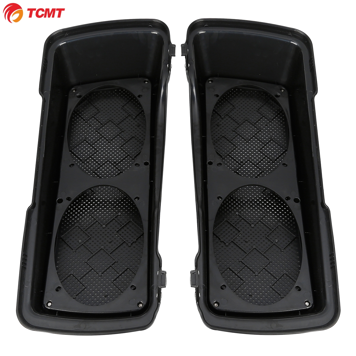TCMT 6"x9" Unpainted Black Saddlebags Dual Speakers Lids For Harley