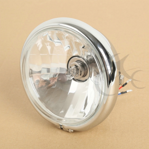 6" Chrome H4 Bulb High Low Beam Headlight Lamp For Harley Bobber Chopper Cruiser