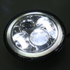 7” LED Projector Halo Angel Eyes Headlight Lamp For Harley Duo Electra Glide