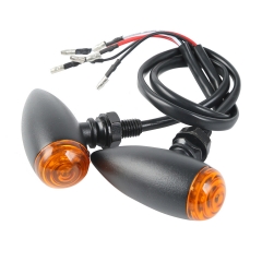 Black Metal Body Bullet Round Orange Turn Signal for Harley Softail Sportster