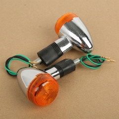 Chrome Amber Bullet Turn Signal For Harley Dyna Softail Sportster Chopper Custom