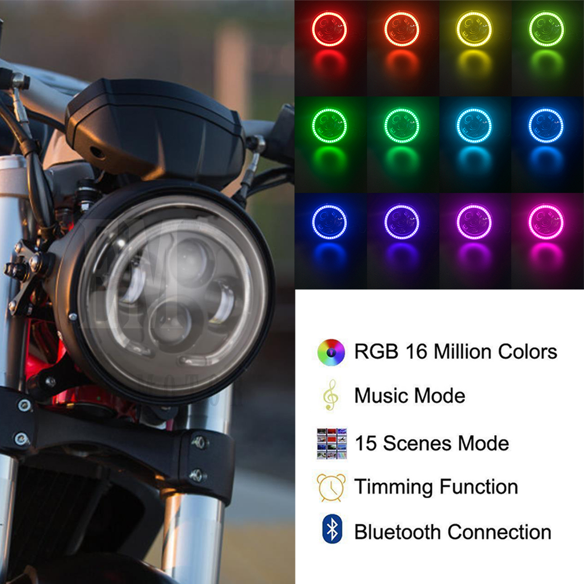 thumbnail image 2 of RIDROID 5.75 Inch LED Headlight For Harley-Davidson Dyna Wide Glide FXDWG – Hi/Lo Beam, Chrome 2 of 2