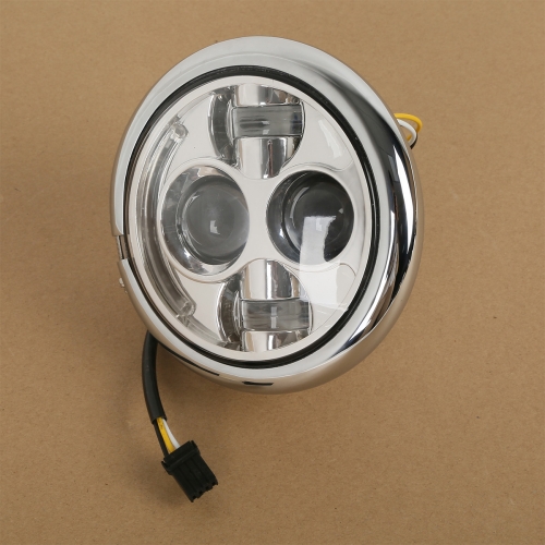 Chrome 5-3/4" Projector LED Headlight Lamp For Harley Sportster XL883 XL1200