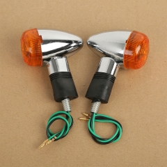 Chrome Amber Bullet Turn Signal For Harley Dyna Softail Sportster Chopper Custom