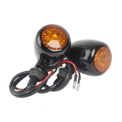 2x Universal Motorcycle Black Turn Signals Blinker Amber Lens Pack For Harley