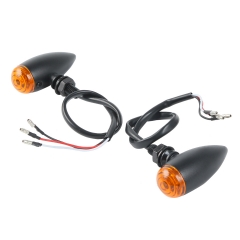 Black Metal Body Bullet Round Orange Turn Signal for Harley Softail Sportster