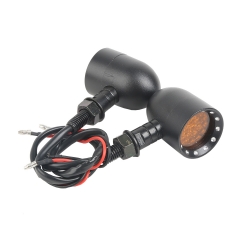 Black Aluminum Amber LED Indicators Turn Signals For 10MM Harley Chopper Models