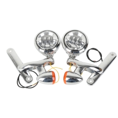 Turn Signal LED Spotlight Fog Light Bracket For Harley Electra Glide FLHX FLHXXX