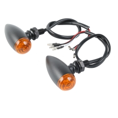 Black Metal Body Bullet Round Orange Turn Signal for Harley Softail Sportster