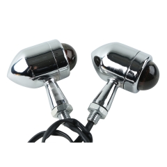 Chrome Metal Turn Signal Indicator Blinker Amber Light For Harley Cruiser