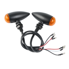 Black Metal Body Bullet Round Orange Turn Signal for Harley Softail Sportster