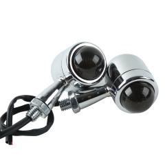 Chrome Metal Turn Signal Indicator Blinker Amber Light For Harley Cruiser