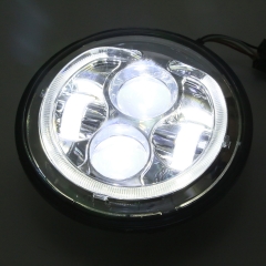 Motorcycle Chrome 7'' LED Projector Halo Beam Headlights Lamp For Jeep Harley
