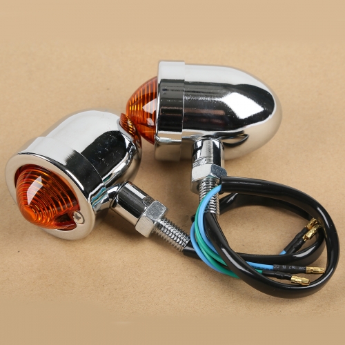 2x Chrome Turn Signal Indicator Light For Harley Chopper Bobber Custom Cruiser