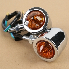 2x Chrome Turn Signal Indicator Light For Harley Chopper Bobber Custom Cruiser