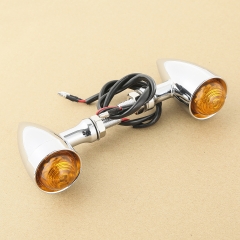 2XChrome Bullet LED Turn Signal fit For Harley Sportster Dyna Softail Bobber Chopper