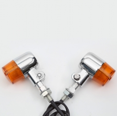 Chrome LED Round Metal Stalk Turn Signals Fit For Cafe Cruiser Chopper CB GS New