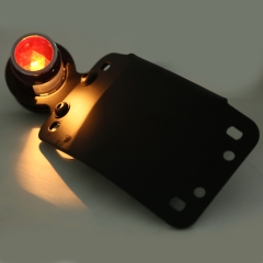 Brake Taillight Curved Vertical License Plate Bracket Black FIT For Harley Choppers