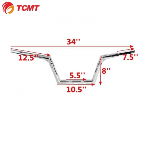 TCMT XF161033-E-8 8" Rise 1.25" Frisco Ape Handlebar For Harley Sportster XL Forty-Eight FLST FXST