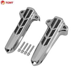 TCMT XF2906C186-E Chrome/Black Front Lower Fork Leg Covers FIt for Harley FLHR FLHTCU FLHX 14-18