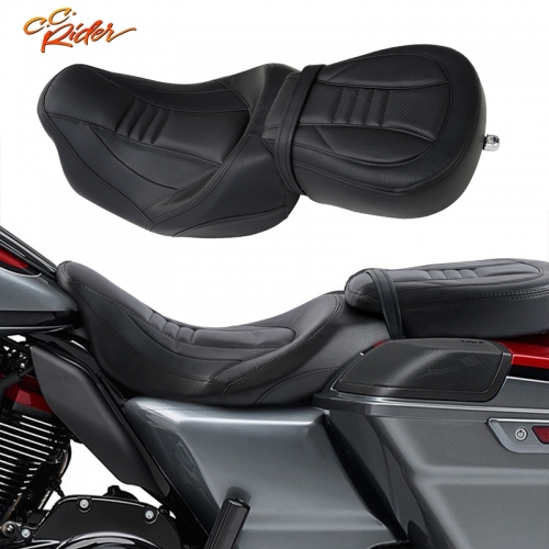CC Rider XF2906SC231-01-BK Front Rider Driver Pillion Seat For Harley Road King 09-20 Road Glide 09 15-20