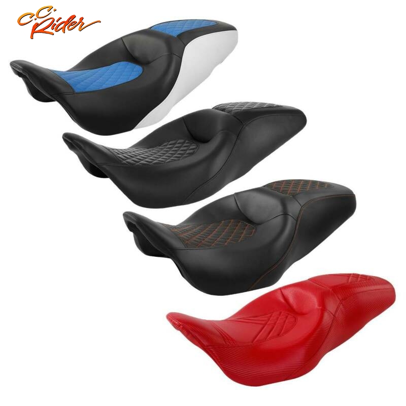 RIDER Motorcycle Seat Rider and Passenger Low-Profile Seat fit for Harley Touring Road King Road Glide Street Glide FLHX Electra Glide Ultra Classic 2009-2020 C.C 
