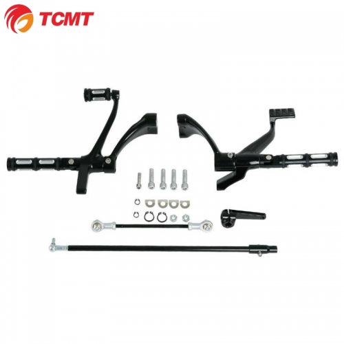 TCMT Gloss Black Forward Controls Pegs Levers Linkages For Harley XL 883 1200 2014-20