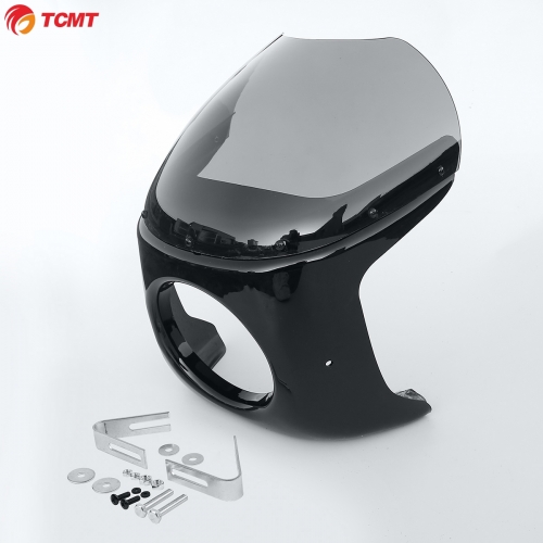 7" Round Retro Headlight Fairing Windshield Cover Fit For Harley Dyna XL
