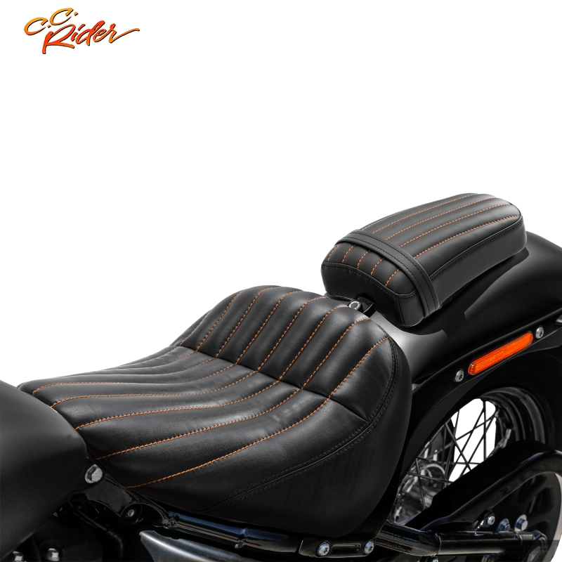 PU Leather Driver Passenger Pillion Seat Fit For Harley Street Bob 18-22 Black