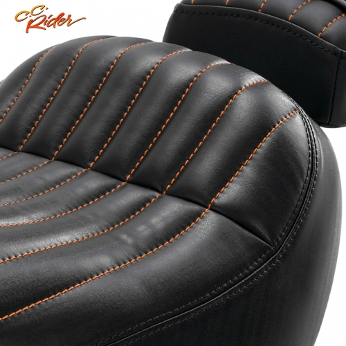 PU Leather Driver Passenger Pillion Seat Fit For Harley Street Bob 18-22 Black
