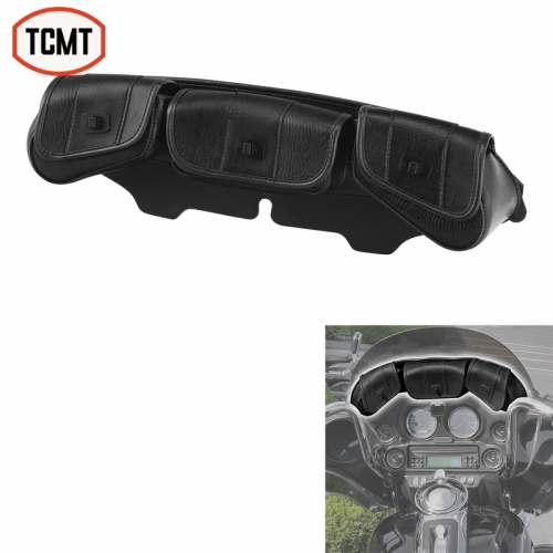 TCMT XF2906C15 Windshield Bag 3 Pouch Three Pocket Fairing Bag For Harley Touring FLHX 96-13